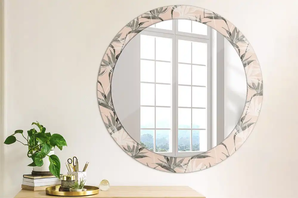 Round printed mirror Strelitzia