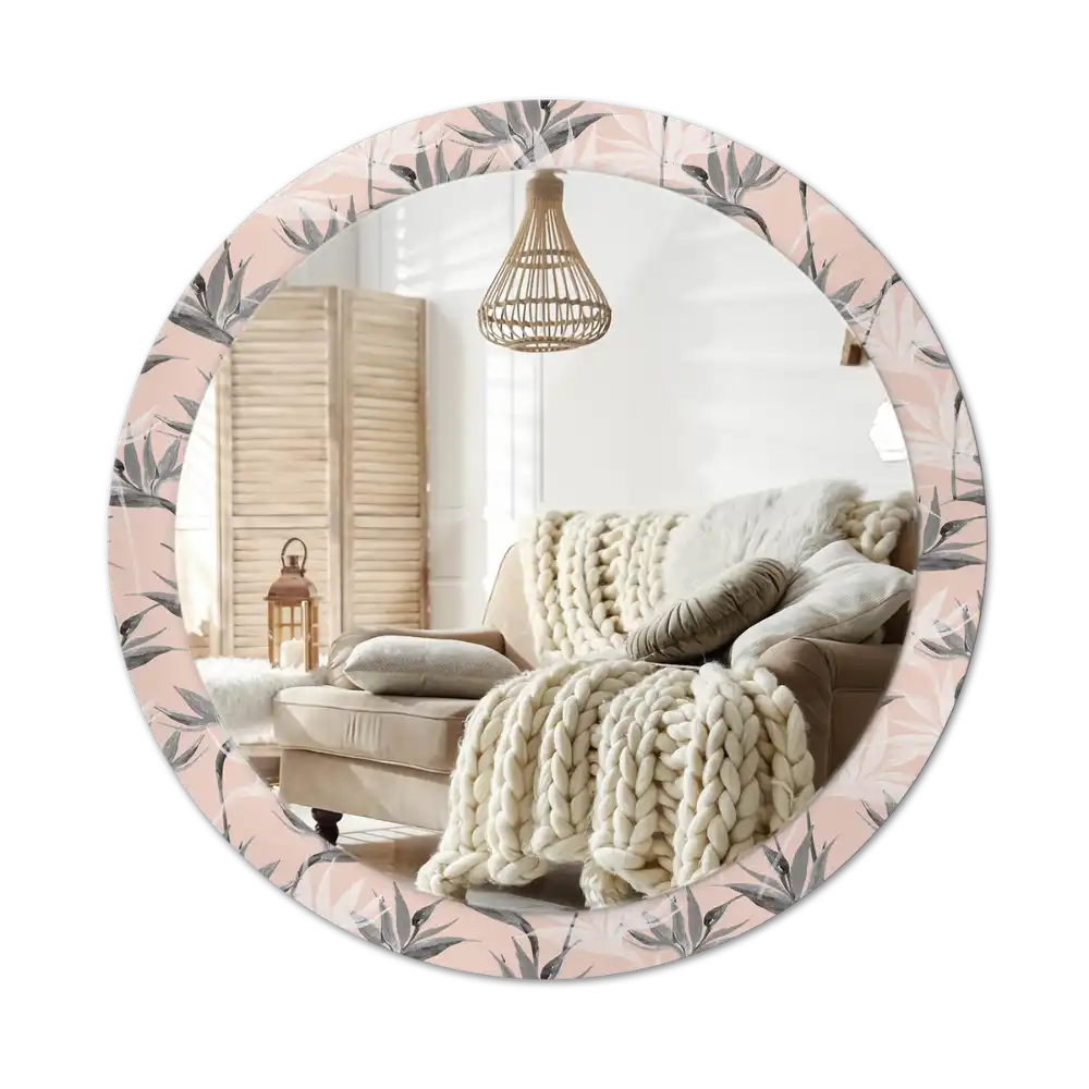 Round printed mirror Strelitzia