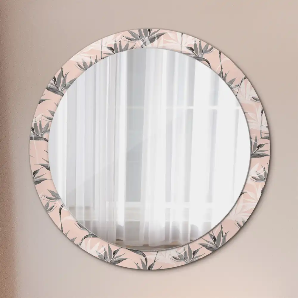 Round printed mirror Strelitzia