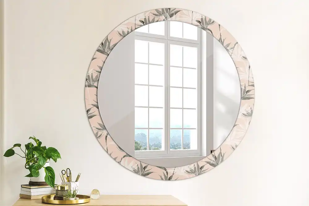 Round printed mirror Strelitzia