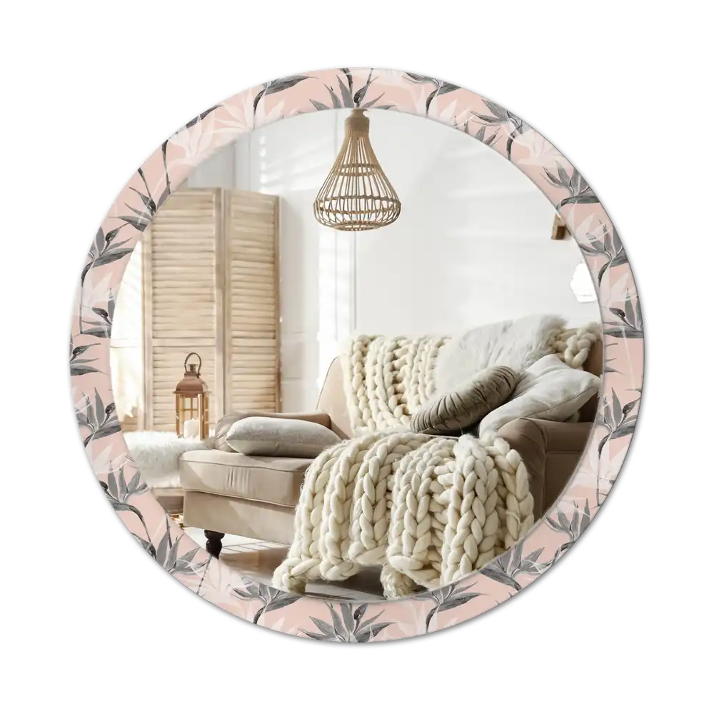 Round printed mirror Strelitzia