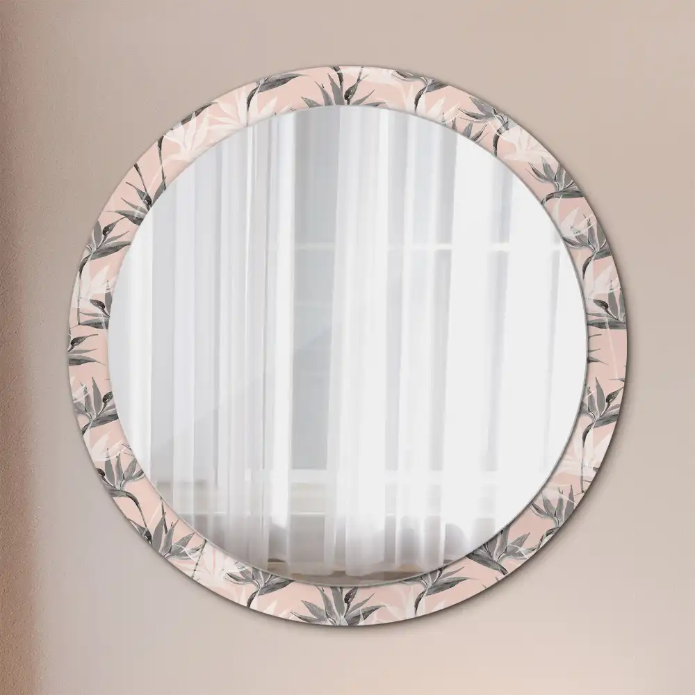 Round printed mirror Strelitzia