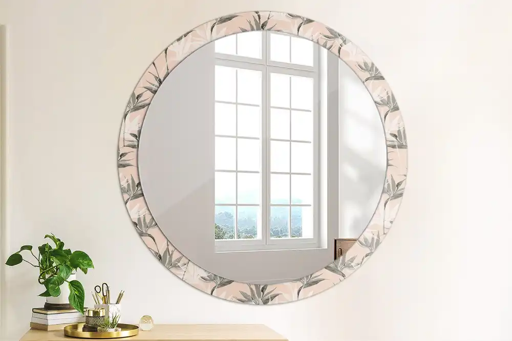Round printed mirror Strelitzia