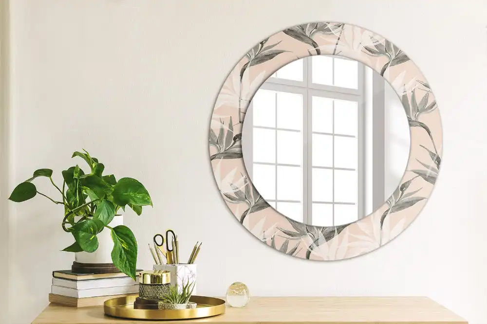 Round printed mirror Strelitzia