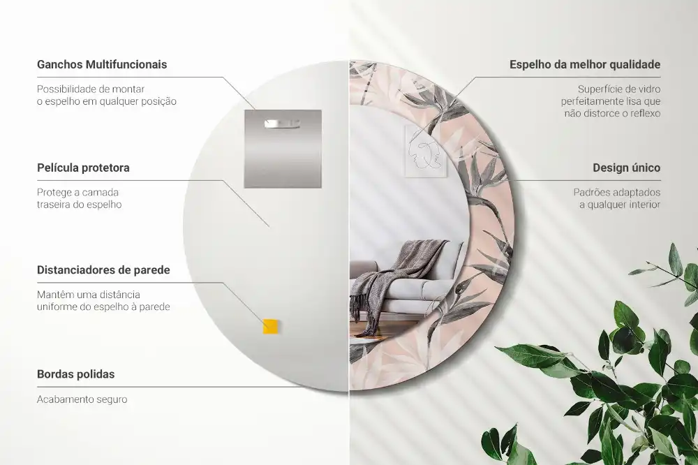 Round printed mirror Strelitzia