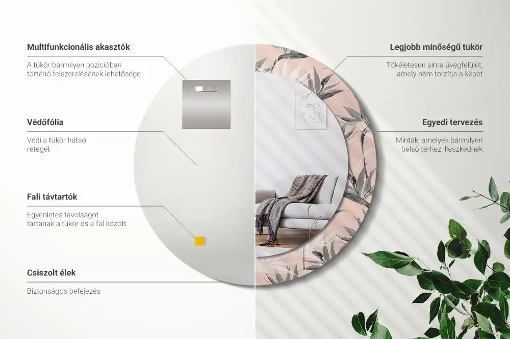 Round printed mirror Strelitzia