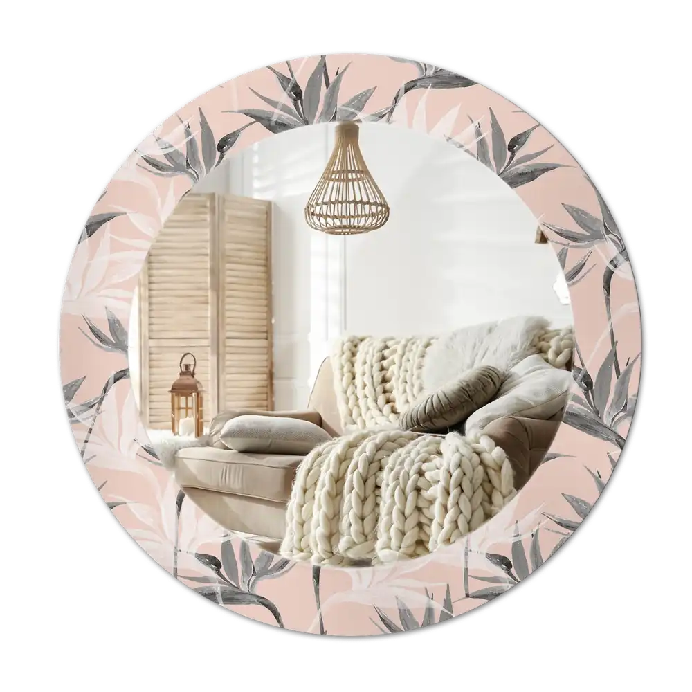 Round printed mirror Strelitzia
