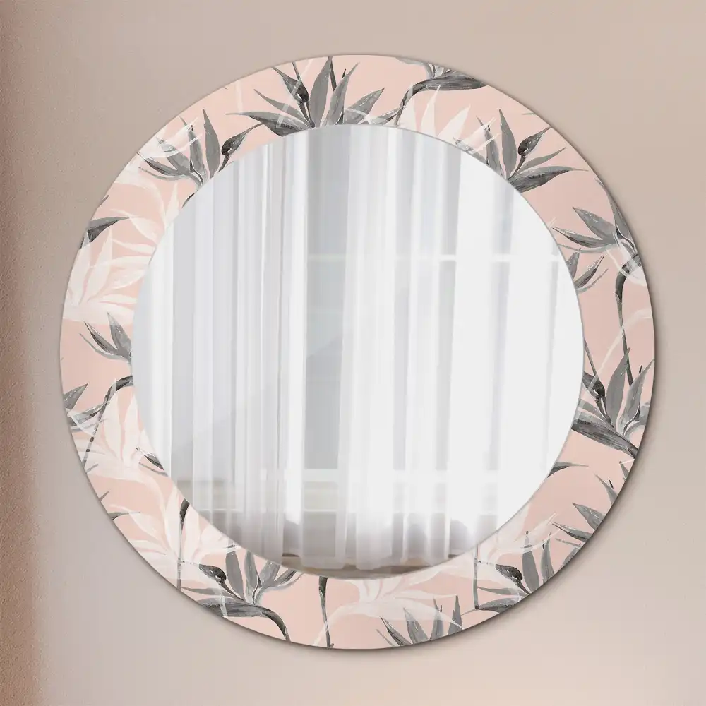 Round printed mirror Strelitzia