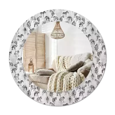 Round mirror frame with print Tropical Tiger