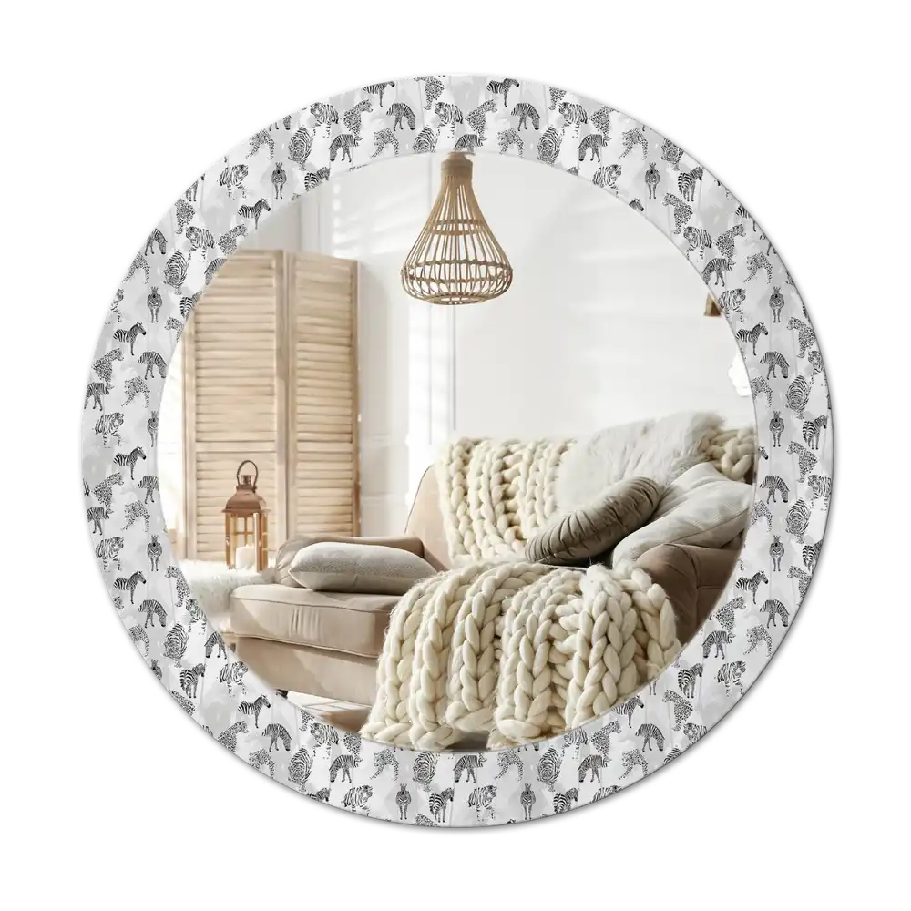 Round mirror frame with print Tropical Tiger