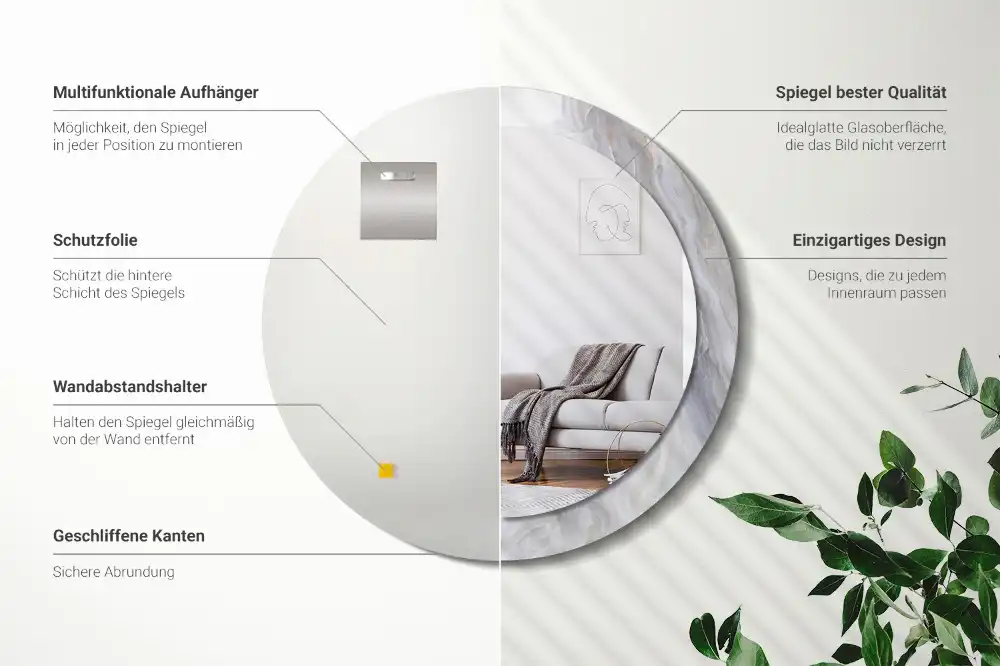 Round wall mirror decor Abstract marble