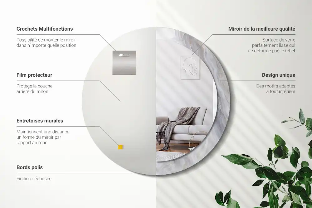 Round wall mirror decor Abstract marble