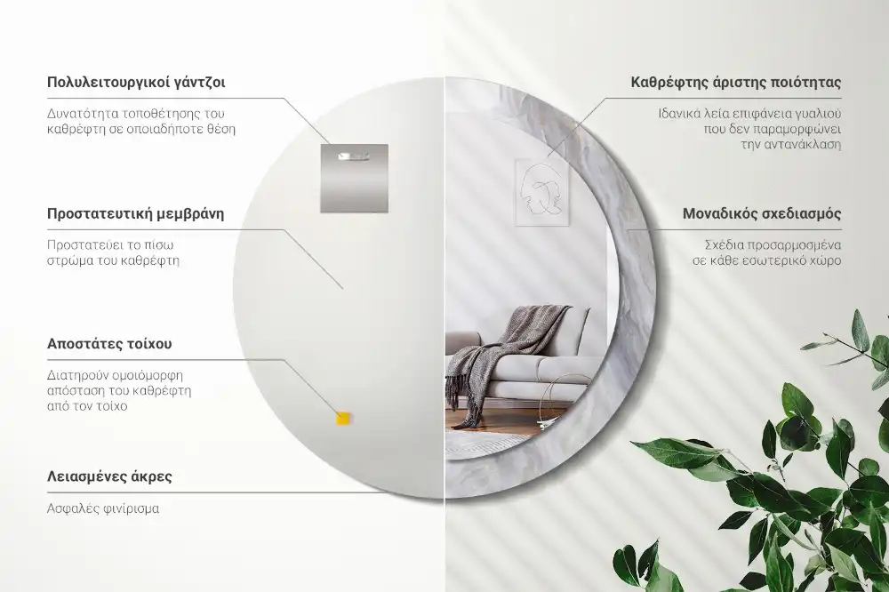 Round wall mirror decor Abstract marble