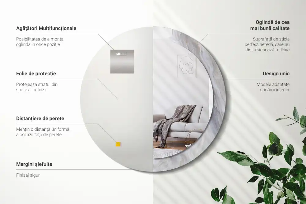 Round wall mirror decor Abstract marble