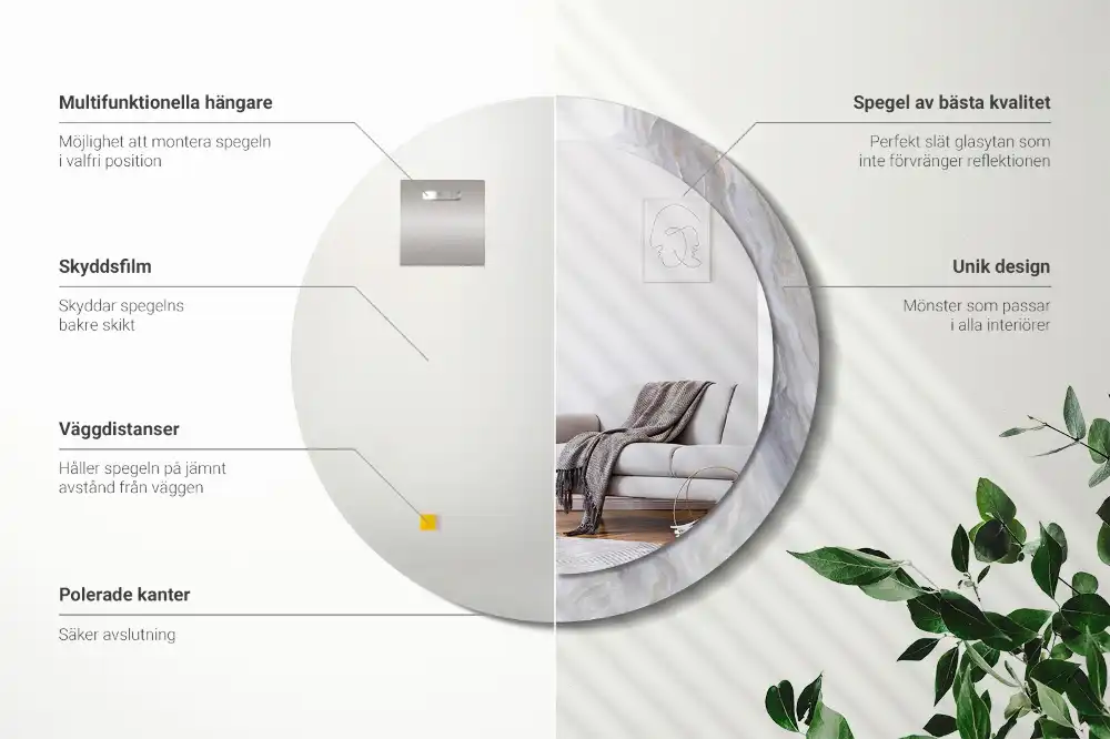 Round wall mirror decor Abstract marble