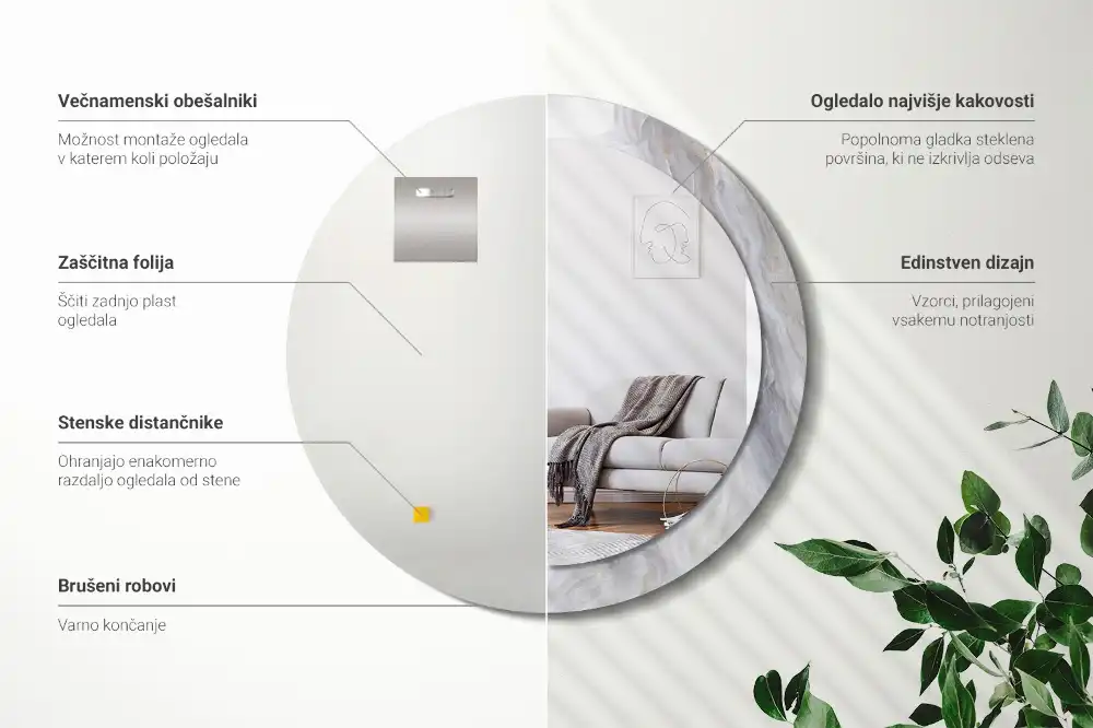 Round wall mirror decor Abstract marble