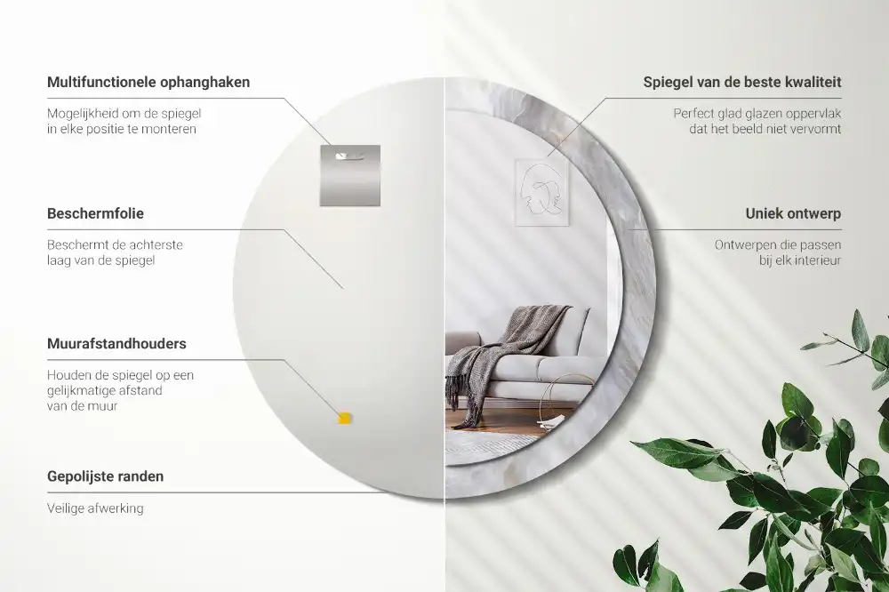 Round wall mirror decor Abstract marble