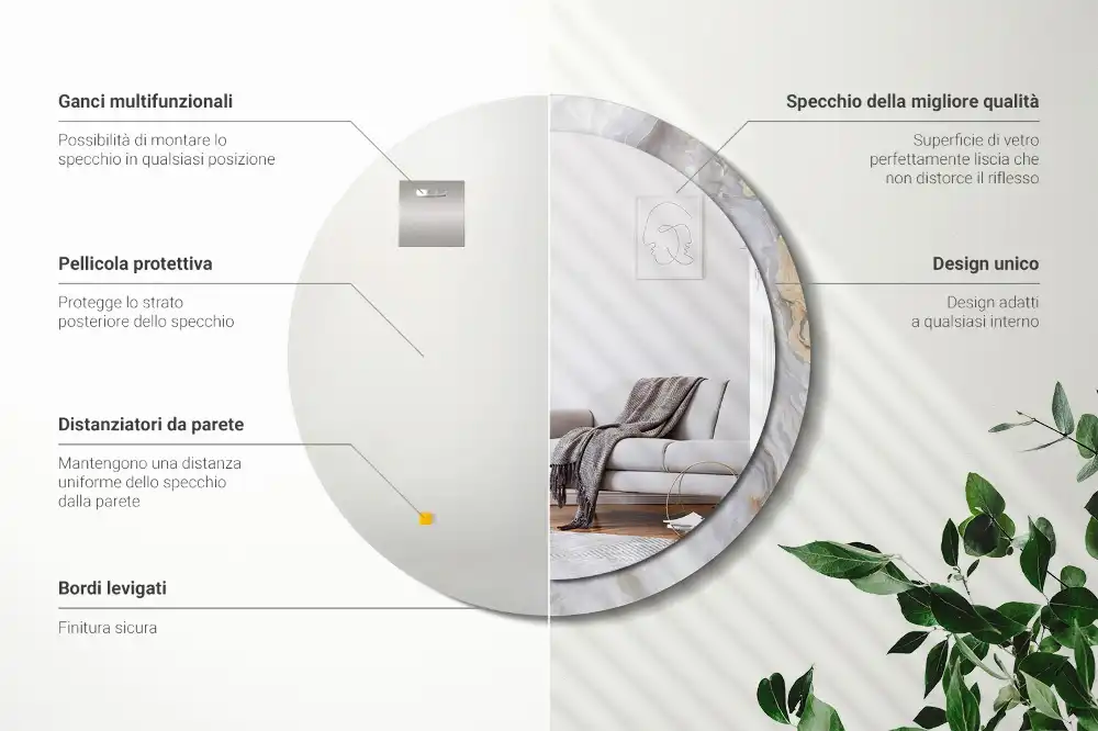 Round wall mirror decor Abstract marble