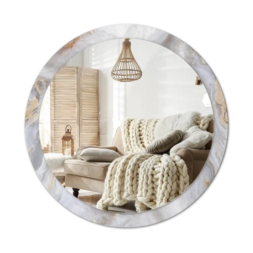 Round wall mirror decor Abstract marble