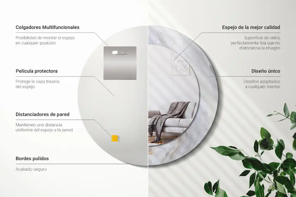 Round wall mirror decor Abstract marble