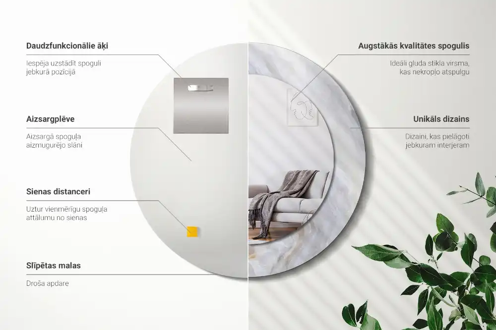 Round wall mirror decor Abstract marble