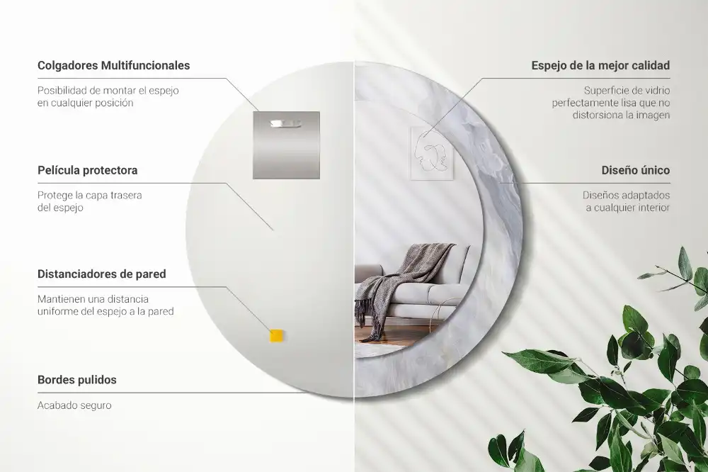 Round wall mirror decor Abstract marble