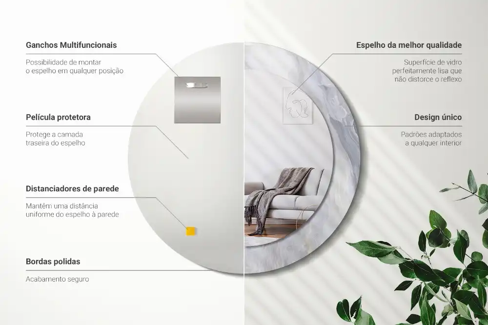 Round wall mirror decor Abstract marble