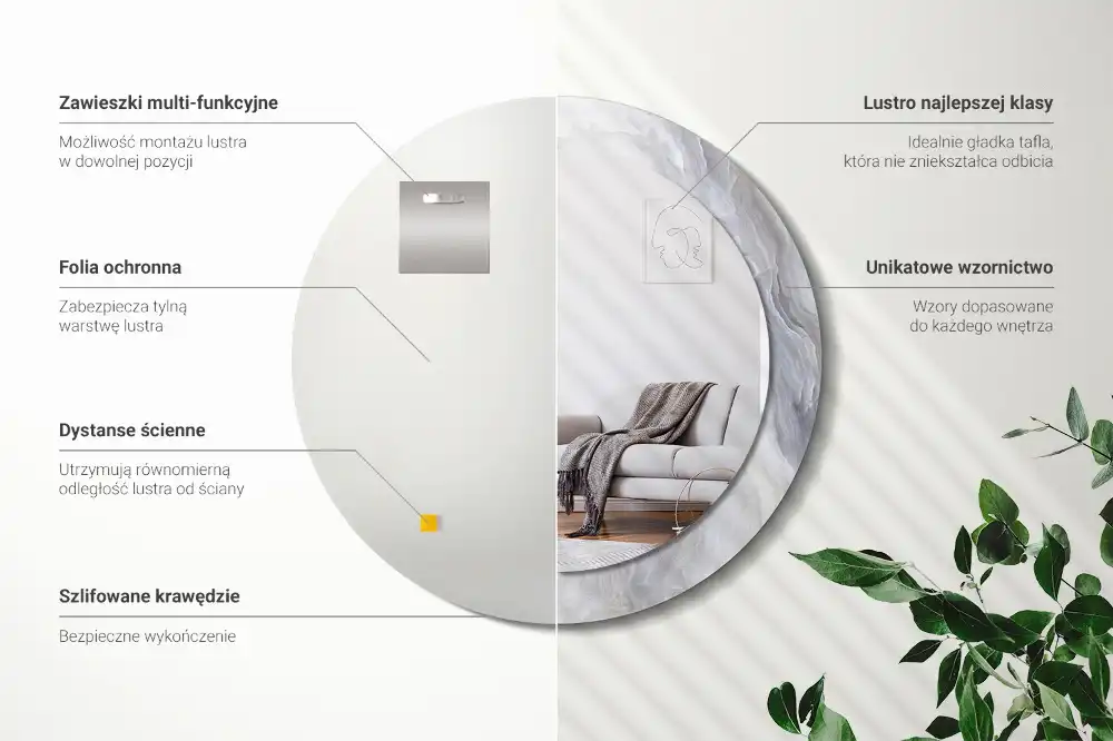 Round wall mirror decor Abstract marble