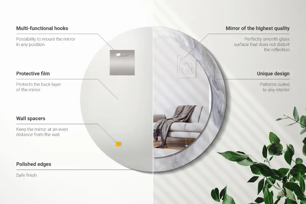 Round wall mirror decor Abstract marble