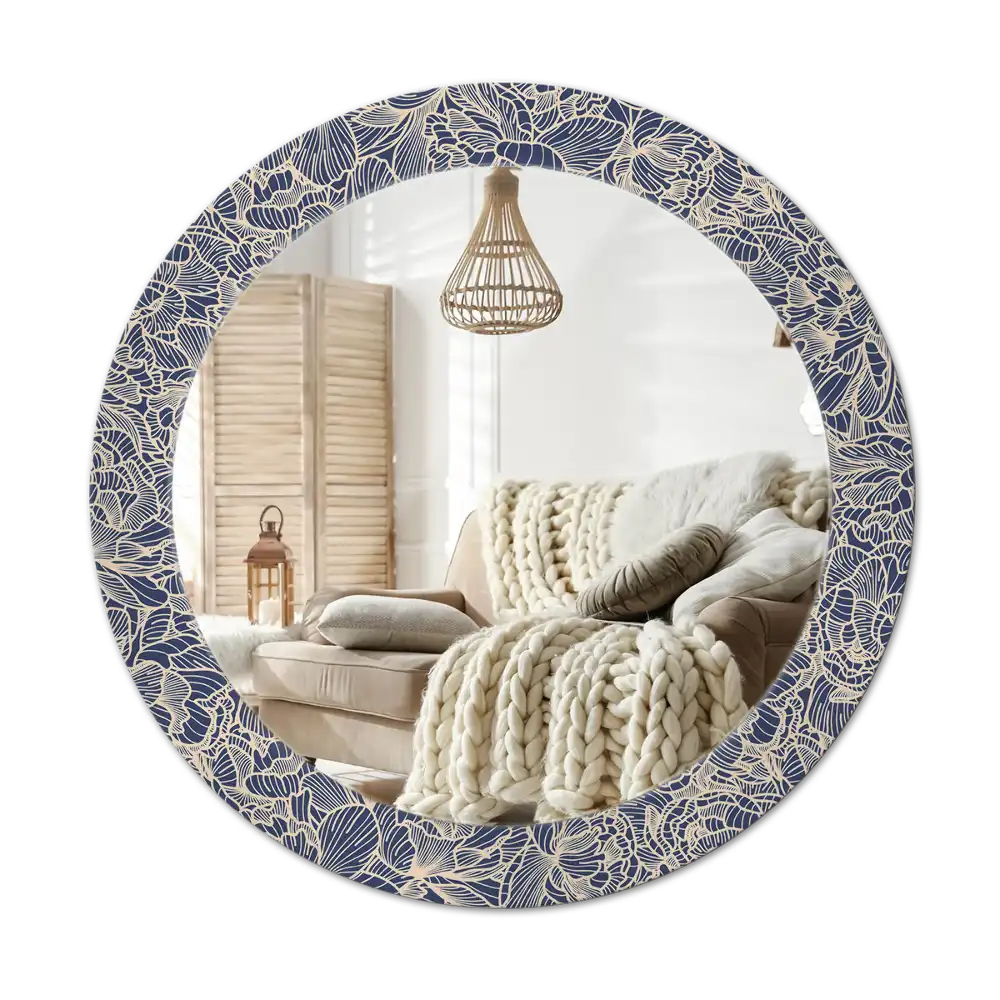 Round wall mirror decor Flowers