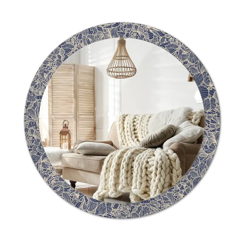 Round wall mirror decor Flowers