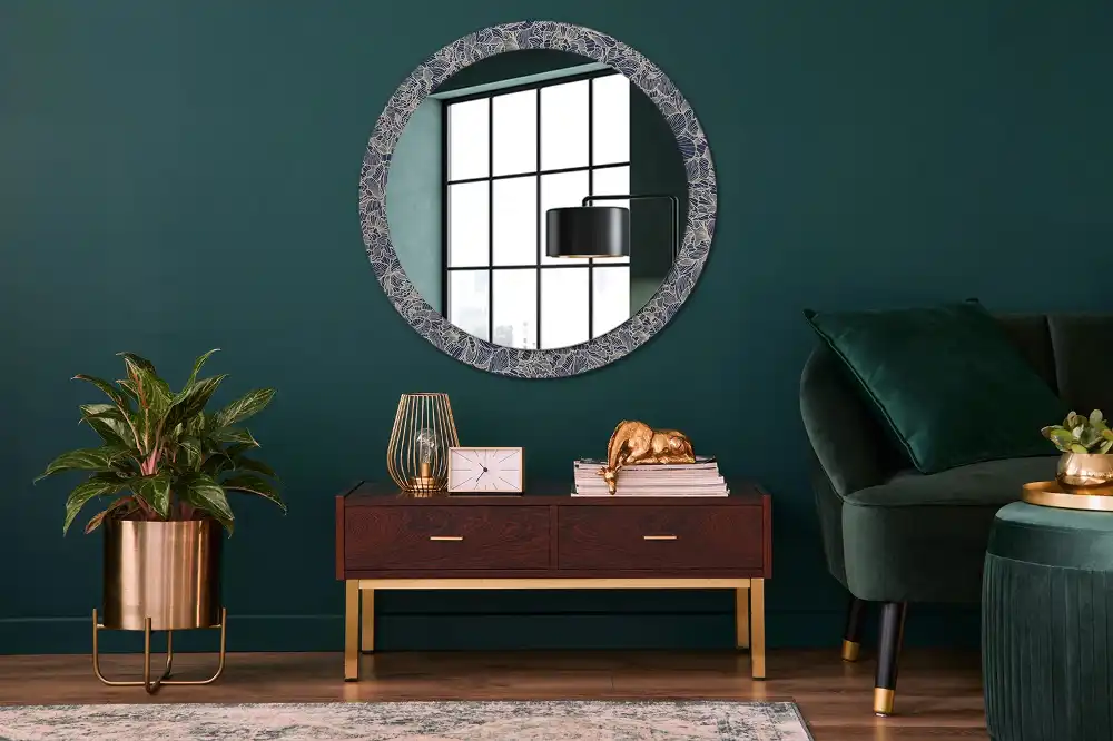 Round wall mirror decor Flowers