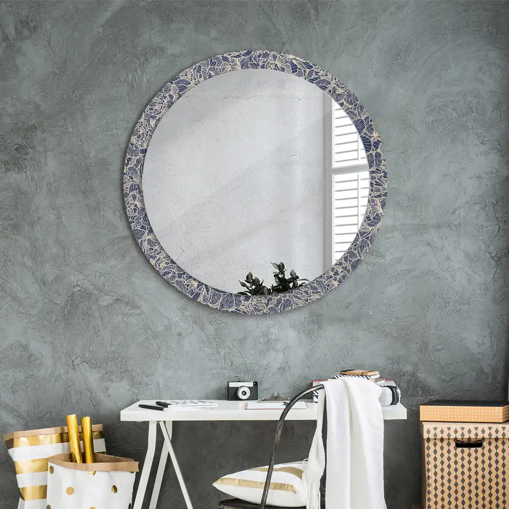 Round wall mirror decor Flowers