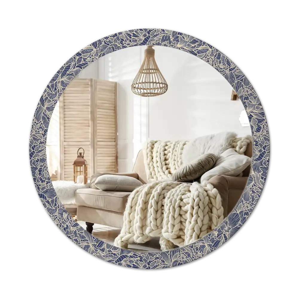 Round wall mirror decor Flowers