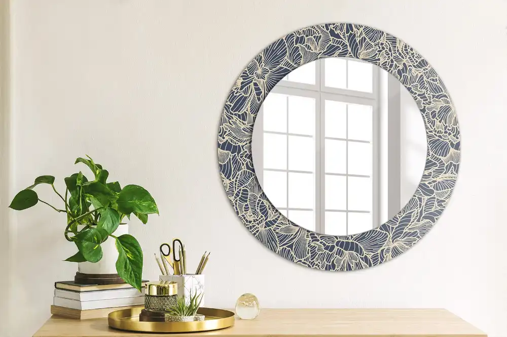 Round wall mirror decor Flowers