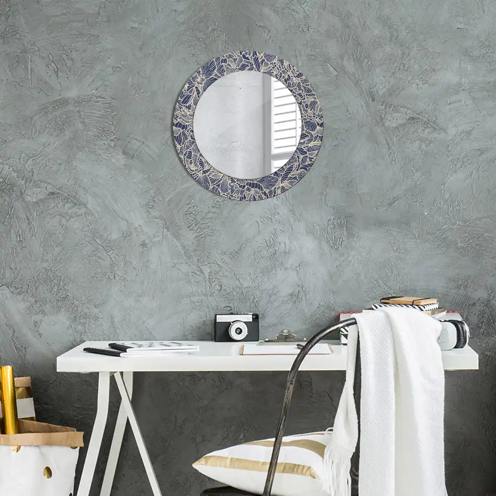 Round wall mirror decor Flowers