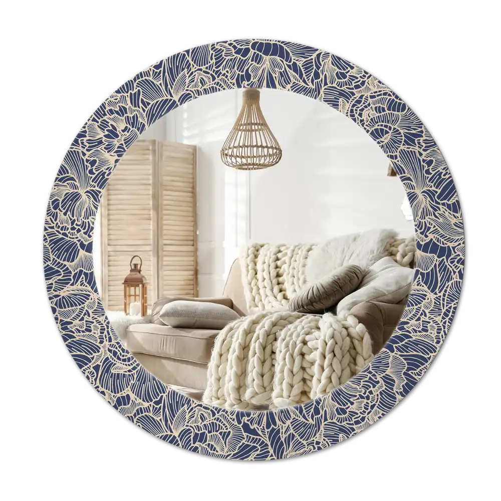 Round wall mirror decor Flowers