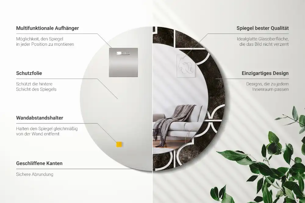 Round wall mirror decor Antique pattern