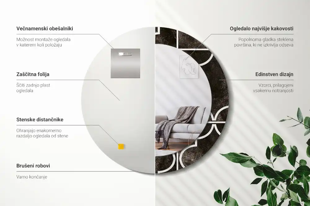 Round wall mirror decor Antique pattern