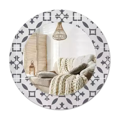 Round mirror frame with print Tile pattern