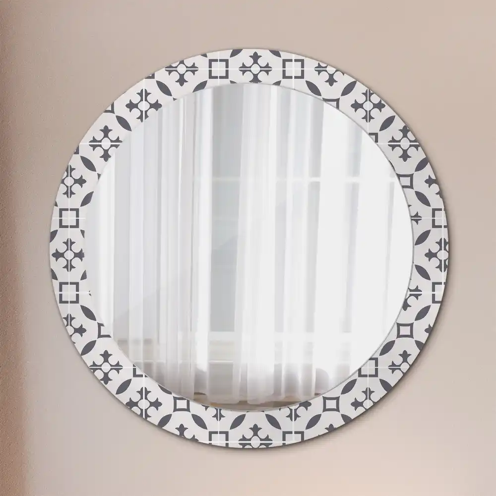 Round mirror frame with print Tile pattern