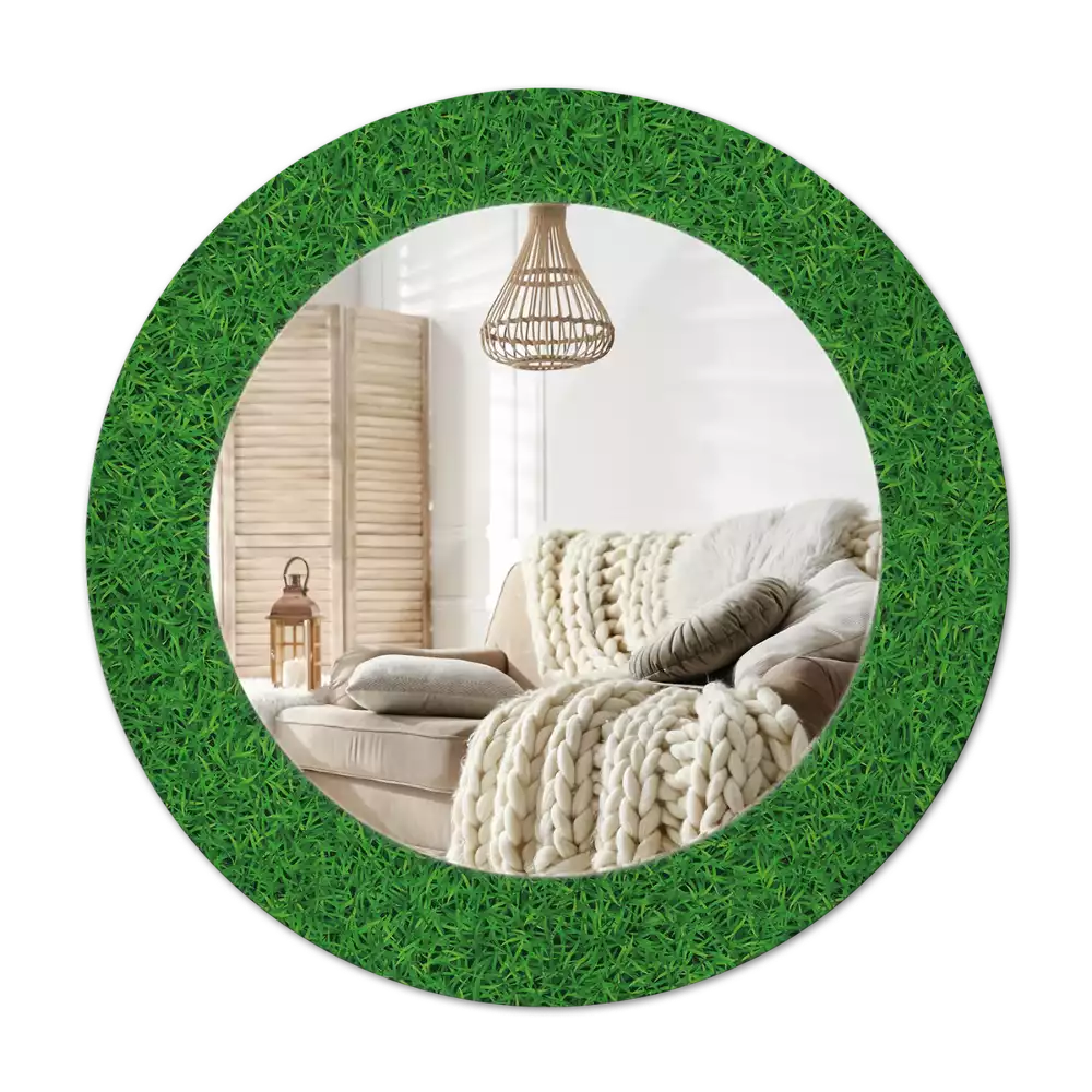 Round printed mirror Green grass