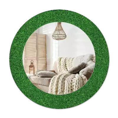Round printed mirror Green grass