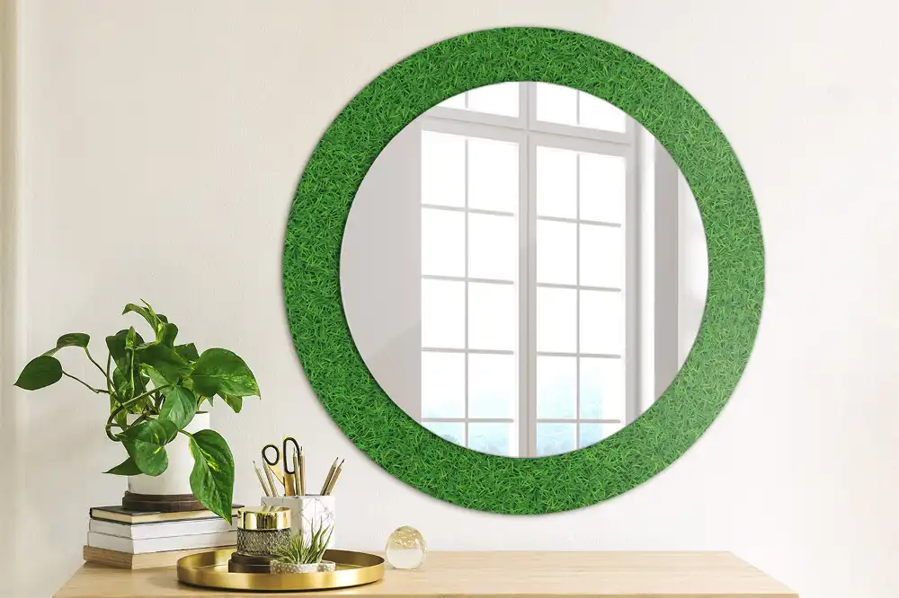 Round printed mirror Green grass