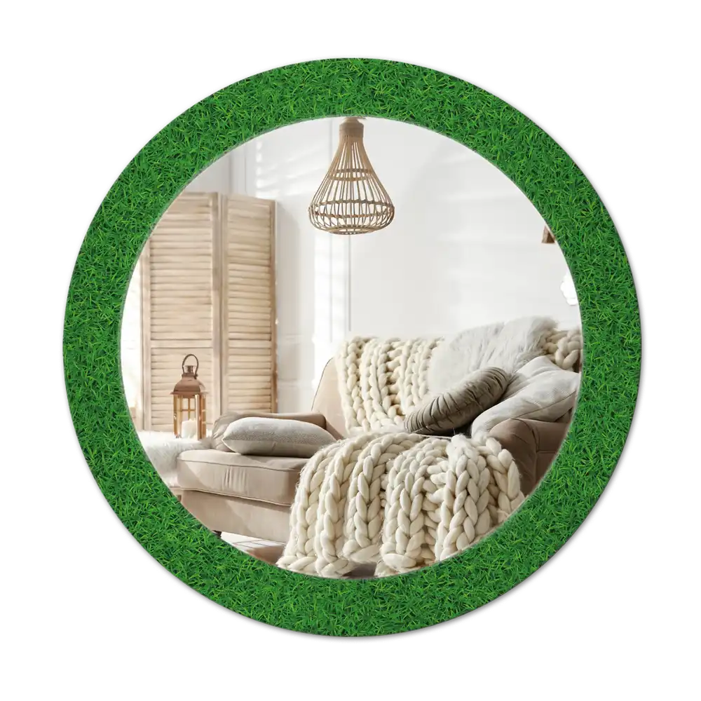 Round printed mirror Green grass