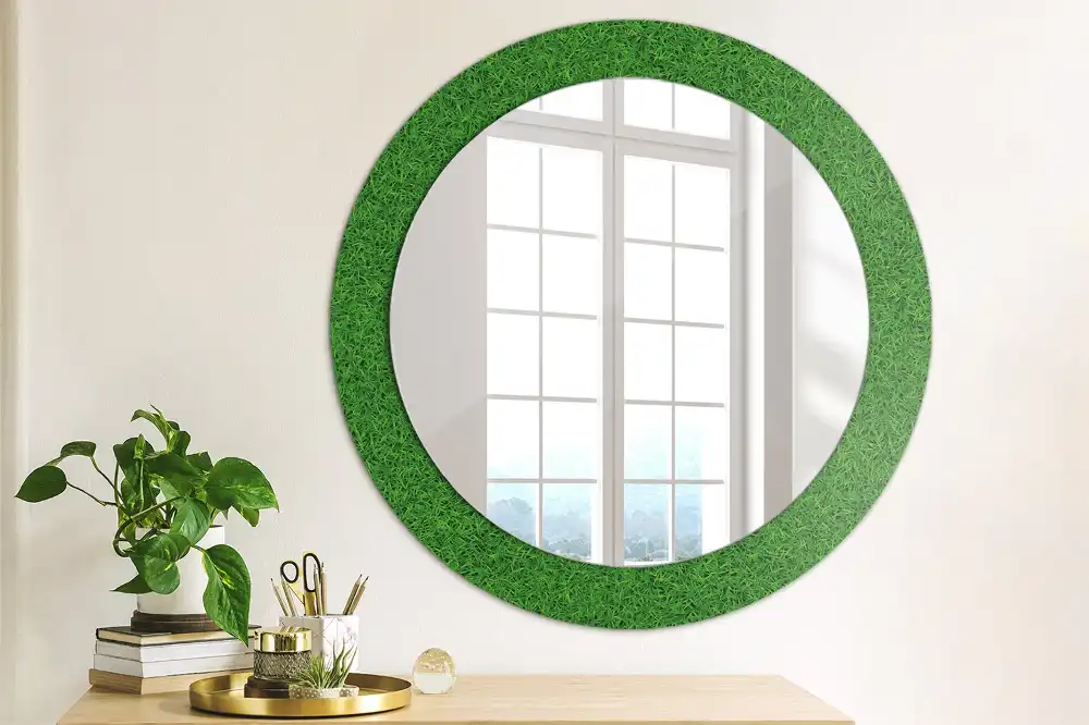 Round printed mirror Green grass