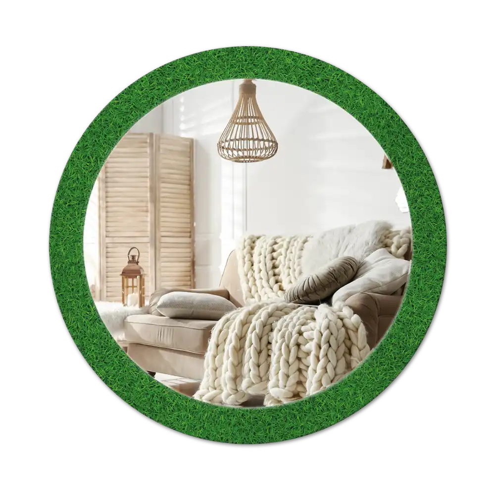 Round printed mirror Green grass