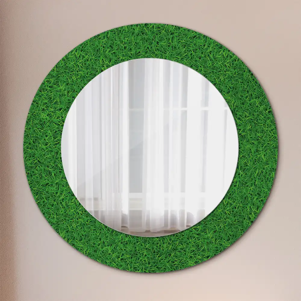 Round printed mirror Green grass