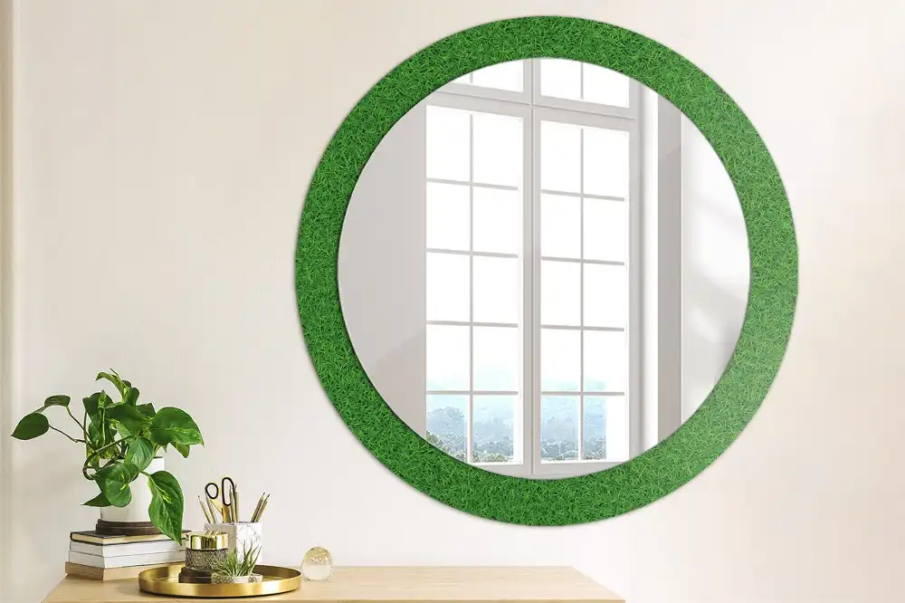 Round printed mirror Green grass