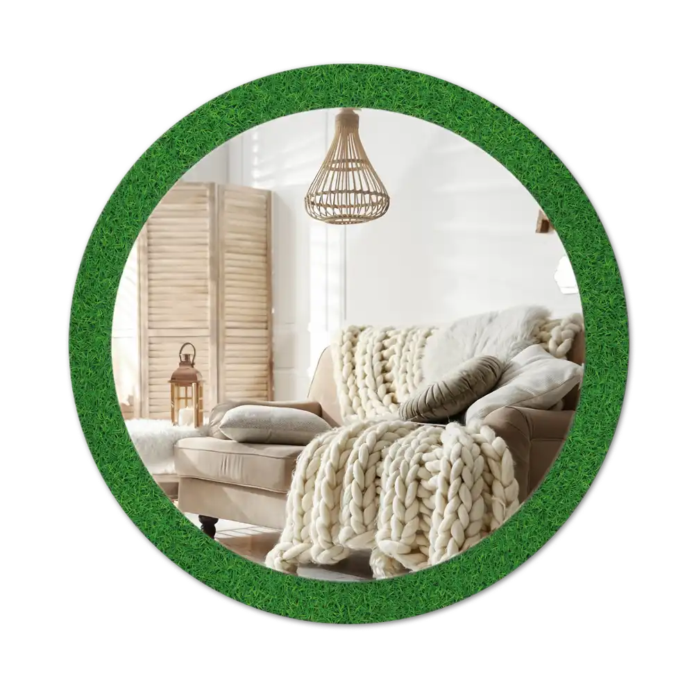 Round printed mirror Green grass
